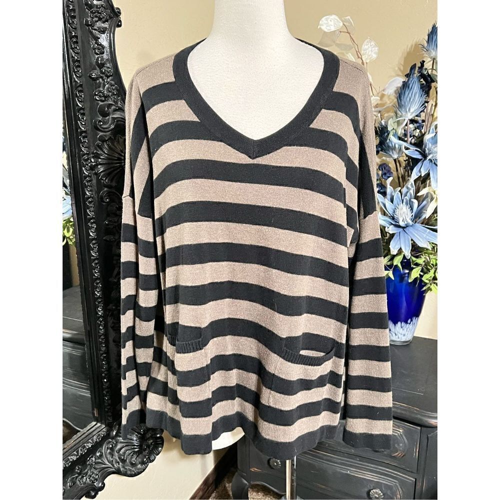 Linda Matthews New York Long Sleeve Striped Tunic Sweater Size M